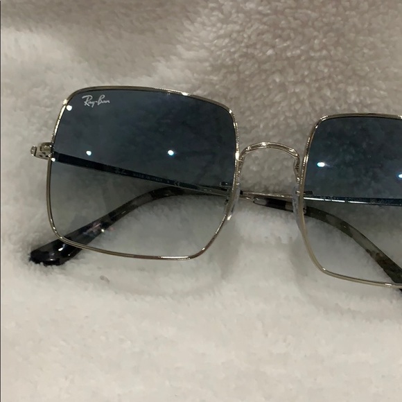 Ray-Ban Square Gradient Blue Lens Gold Frame Sunglasses main image 5